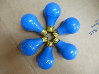 SERVICE GUARANTEED 6 Pack of 100 Watt A19 Ceramic Blue Long Life Light Bulbs Party/Decor USA Made