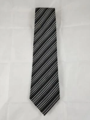 Gravata ADOLFO 100% SEDA FEITA À MÃO estampada cinza e prata quadrados RETRO! NÍTIDO! - Imagem 1 de 4