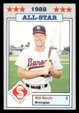 1988 Jennings Southern League All-Stars Matt Merullo #7 Birmingham Barons