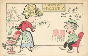 Postal c1905; Hombre feliz de ser el próximo, dama peluquera, peluquera, A/S Lederer - Imagen 1 de 2