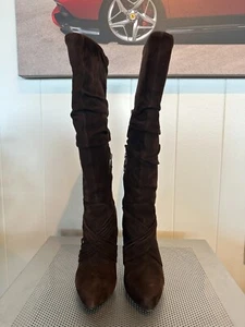 Donald J. Pliner Etta Brown Suede Heeled Boot Size US7.5 - Picture 1 of 7