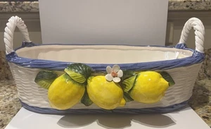 Ceramiche D' arte F.L. Hecho en Italia Gran Horno Tejido Cerámica Cesta Limones - Imagen 1 de 22