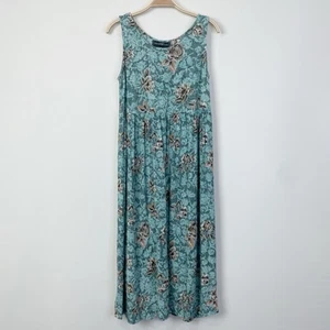 Vintage Molly Malloy Floral Midi Dress Turquoise Cottagecore Grannycore Small - Picture 1 of 9
