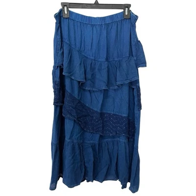 Falda larga azul Studio West Appare XL look vaquero bohemio occidental Y2K Foto 1 de 4