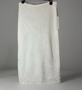 House Of Harlow 1960 Crochet Knit High Rise Straight Midi Skirt Ivory Size Large - Picture 1 of 7