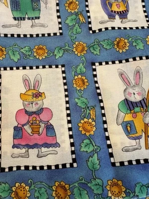 KP Kids Kari Pearson SSI Cotton Fabric Bunnies Sunflowers  1/2 YD 44" W Quilt - Image 1 of 4