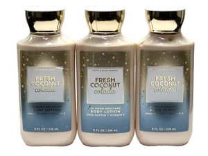 3 BATH & BODY WORKS FRESH COCONUT COLADA 24 HR MOISTURE BODY LOTION 8 FL OZ SHEA - Picture 1 of 3