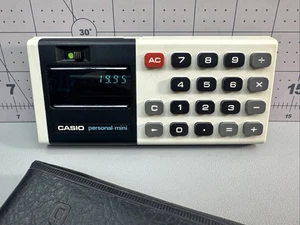 Casio Personal Mini Calculator Pocket Japan Made Tested Works W/ Cover - Picture 1 of 14