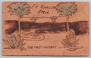 First Monday Ft Smith Arkansas Comic Desert Scene Leather Postcard - Picture 1 of 2