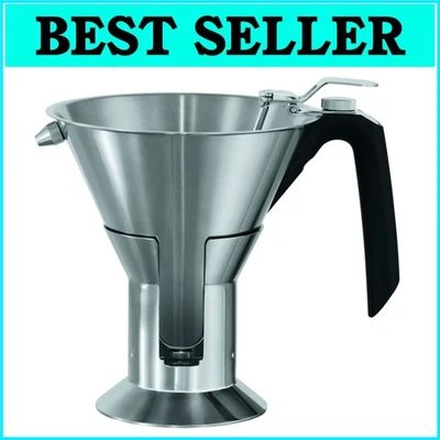 Кондитерская воронка из нержавеющей стали с силиконовой ручкой - емкость 1,2 литра - Изображение 1 из 4