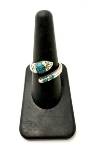 Sterling Silver 925 Wrap Around Snake Ring Turquoise Inlay Native American VTG - Picture 1 of 7
