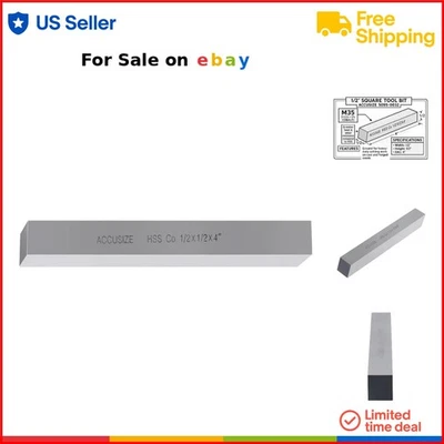 Cobalt HSS Lathe Tool Bit 1/2 x 1/2 x 4 Heavy Duty Versatile Machining - Image 1 of 4