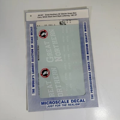 Microscale Decal 48-507 O Great Northern GN 40' Green Boxcar White Slant Serif - Image 1 of 3