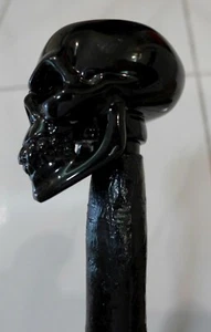 Black Skull Acrylic Resin Cast Handle Cane w/ Irish Blackthorn Shaft, 37 inches - Picture 1 of 9