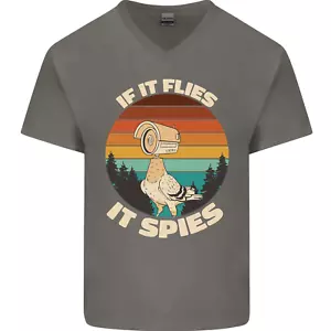 If Flies it Spies Verschwörungstheorie Vögel lustig Herren V-Ausschnitt Baumwolle T-Shirt - Bild 1 von 21