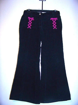 Pantalones de pana negros Gymboree para niñas talla 6 cintas rosas cintura ajustable ¡¡USADOS EN EXCELENTE ESTADO!!! Foto 1 de 2
