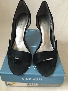 Nine West Chitty 8.5 M Black Suede Satin Heel - Picture 1 of 5