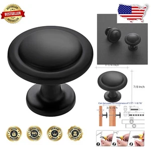 45 Stylish Matte Black Round Cabinet Knobs - Easy Installation & Timeless Design - Picture 1 of 11