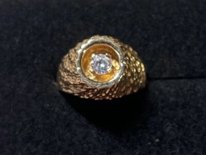 Vintage vergoldet strukturiert CZ Herren Statement Ring Größe 12 Neu aus altem Lagerbestand - Bild 1 von 15