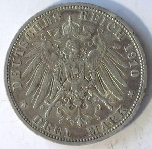 GERMANY PRUSSIA 1910A (BERLIN) 3 MARK (KM#527) XF+/AU - Picture 1 of 2