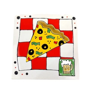 Happy Talk of Oregon Square Ceramic Tile Trivet Pizza & Beer by HT 94 USA Made - Picture 1 of 5