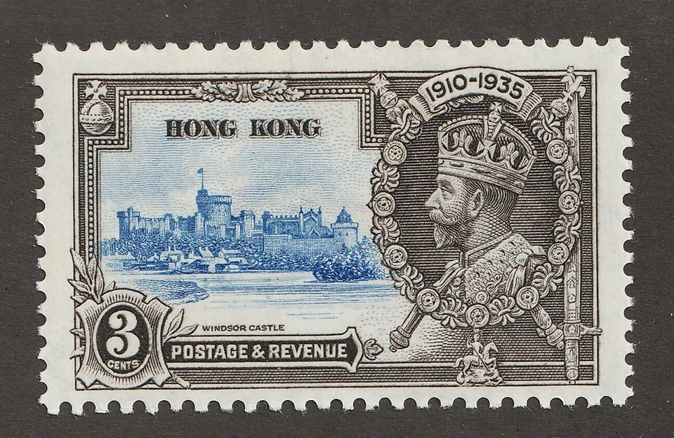 1935 Hong Kong Sc# 147 - Three Cents, KGV Silver Jubilee. MH Cv$4.75 - Image 1 of 1
