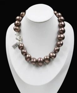 AAA++ LARGE FASHION 20MM SOUTH SEA BROWN SMART BAROQUE SHELL PEARL NECKLACE 18" - Picture 1 of 3