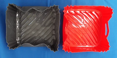 2 Paquetes de Forros de Silicona para Freidora de Aire Reutilizables 7" Cuadrados Rojo y Gris Foto 1 de 4