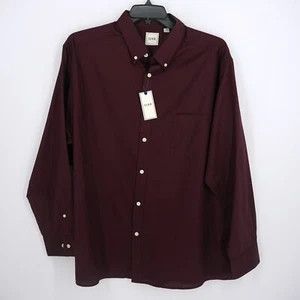 Camisa de manga larga para hombre Dillard's Rowm 2XB Big Merlot roja con textura lisa nueva con etiquetas - Imagen 1 de 10