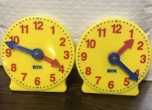 ETA Learning Resources Geared Mini Clock 4"Teaching Homeschool(2) Missing Stand - Picture 1 of 3