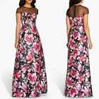 Adrianna Papell Size 12 Pink Black Illusion Floral Mikado Gown Dress Full Length