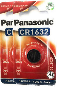2 x Panasonic CR 1632 3V Lithium Batterie Knopfzelle 140mAh im Blister