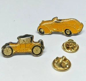 Alfileres de coche antiguos amarillos esmaltados vintage de Francia año desconocido Roadster modelo T - Imagen 1 de 5