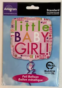 Anagram Little Baby Girl Foil Balloon 17” Square New Sealed - Picture 1 of 3