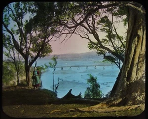 HANDKOLORIERTES magisches Laternendia aus Glas PANGITIKA UM 1890 FOTO NEUSEELAND - Bild 1 von 2