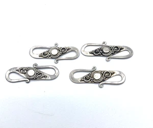 4 PC Sterling Silver 925 S Hook Clasps Findings New Old Stock Jewelry - Picture 1 of 8