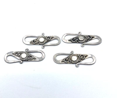 4 PC Sterling Silver 925 S Hook Clasps Findings New Old Stock Jewelry - Image 1 of 4