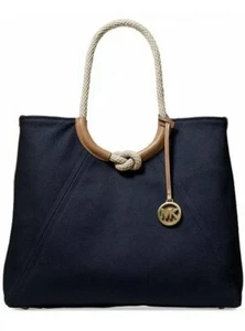Neu mit Etikett Michael Kors Isla Ring Canvas Schultertasche Tasche Admiralblau - Bild 1 von 7