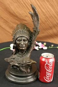 Native American Art Indian Chief Southwerstern Bronze Bust Sculpture Statue Sale - Picture 1 of 12