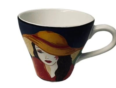 Taza de té de café multicolor vintage Sango 1994 Café Paris damas con sombrero 3 1/ Foto 1 de 4