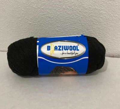 Rollo de hilo de pelo de lana brasileña para trenzar y tejer negro 1 rollo Foto 1 de 3