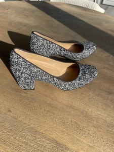 NATURALIZER Womens Whitney Black/White Tweed Block Heel Pumps~8M~$150 Retail - Picture 1 of 4