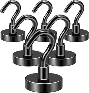 Ganchos magnéticos negros DIYMAG, 80 LB IMANES FUERTES DE ALTA RESISTENCIA CON GANCHOS, FUERTES - Imagen 1 de 2