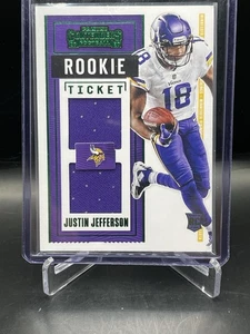 Justin Jefferson 2020 Panini Contenders Dual Rookie Ticket Patch Green Foil RC - Picture 1 of 3