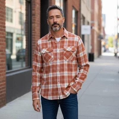 Camisa de franela a cuadros Etro Milano para hombre 42 beige óxido azul hecha en Italia de lujo Foto 1 de 4