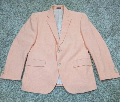 Blazer Stafford Para Hombres 40S Naranja Melocotón 2 Botones Mezcla de Lino Firma Calce Clásico Foto 1 de 4