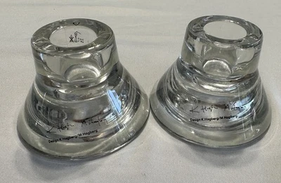 IKEA Glass Candle Holders Set of 2 K Hagberg M Hagberg Design Clear Modern Taper - Image 1 of 4