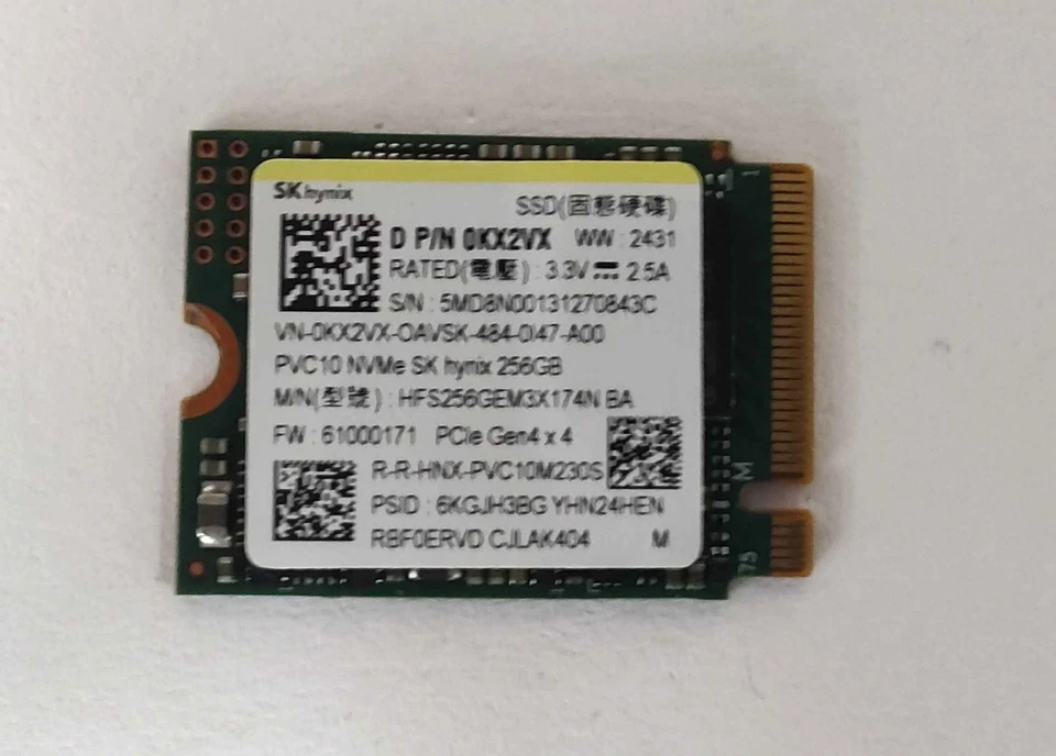 Solid State Drive Dell KX2VX (Hynix HFS256GEM3X174N) 256 GB Solid State Drive - - Image 1 of 1