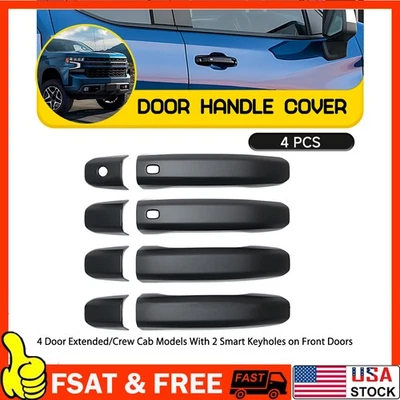 4PCS For 2019-2024 Chevy Silverado GMC Sierra 1500 MATTE BLACK Door Handle - Image 1 of 4