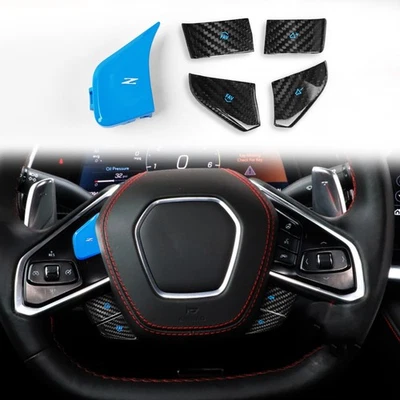 For Chevrolet Corvette C8 Z51 20-22 2021 Steering Wheel Switch Button Trim Blue - Image 1 of 4